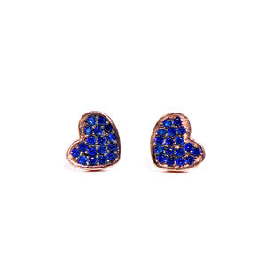 925 Silver Pave Blue Cz Heart Studs/Earrings